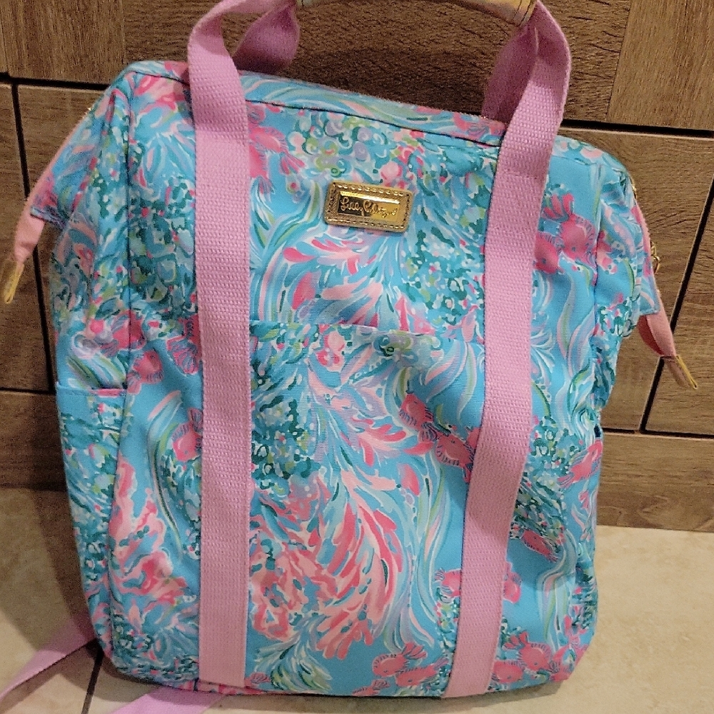 Lilly Pulitzer Insulated Floral Pink and Blue Backpack